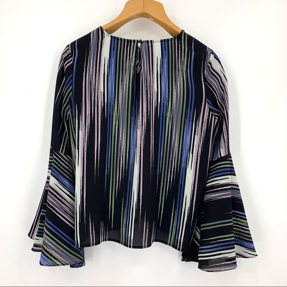 Vince Camuto Striped Print Flounce Sleeve Blouse, Medium - Picture 12 of 16